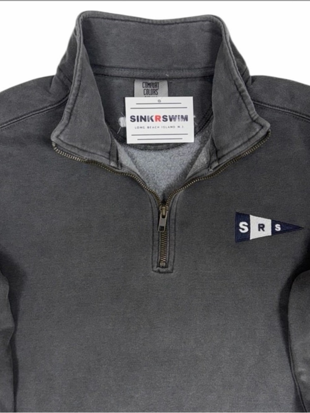 Sink R Swim Sweatshirt Mens Small Grey LBI Captains 1/4 Zip Long Beach Island NJ